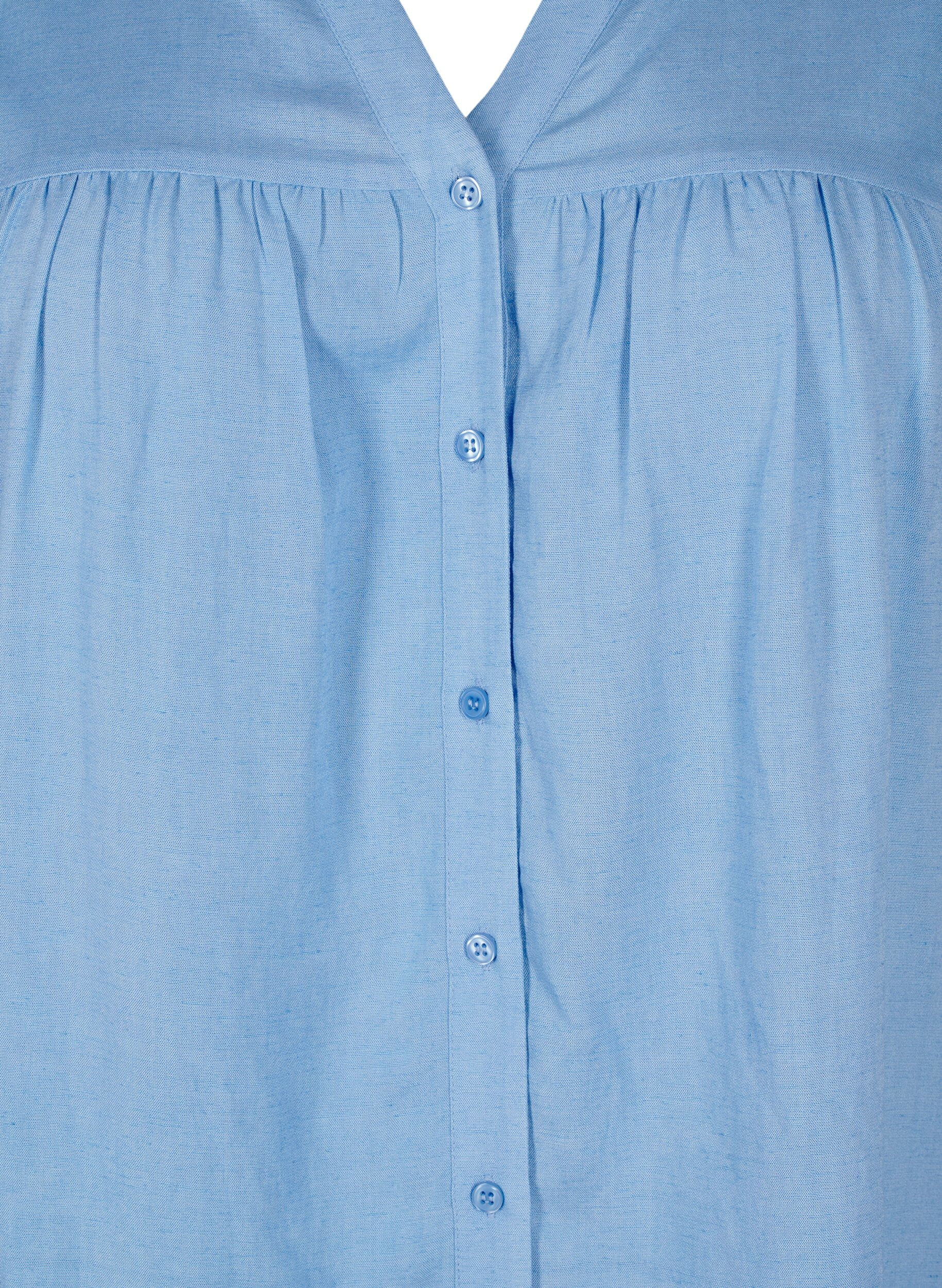 Zizzifashion Tunic with V-neckline and gathered details, Light Blue, Packshot image number 2
