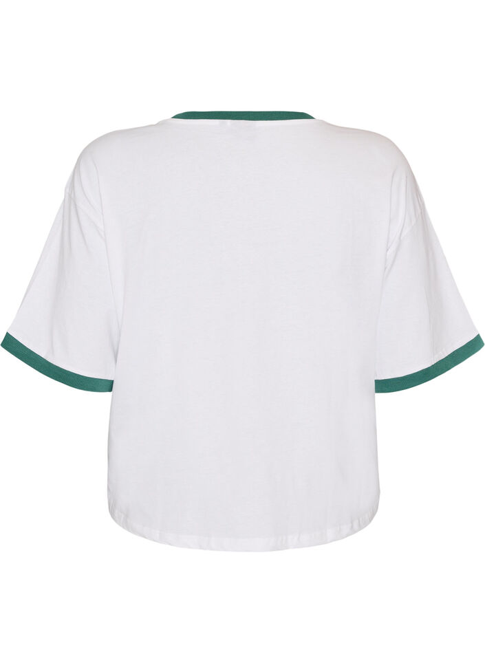 Cotton T-shirt with text print and boxy fit, White, Packshot image number 1