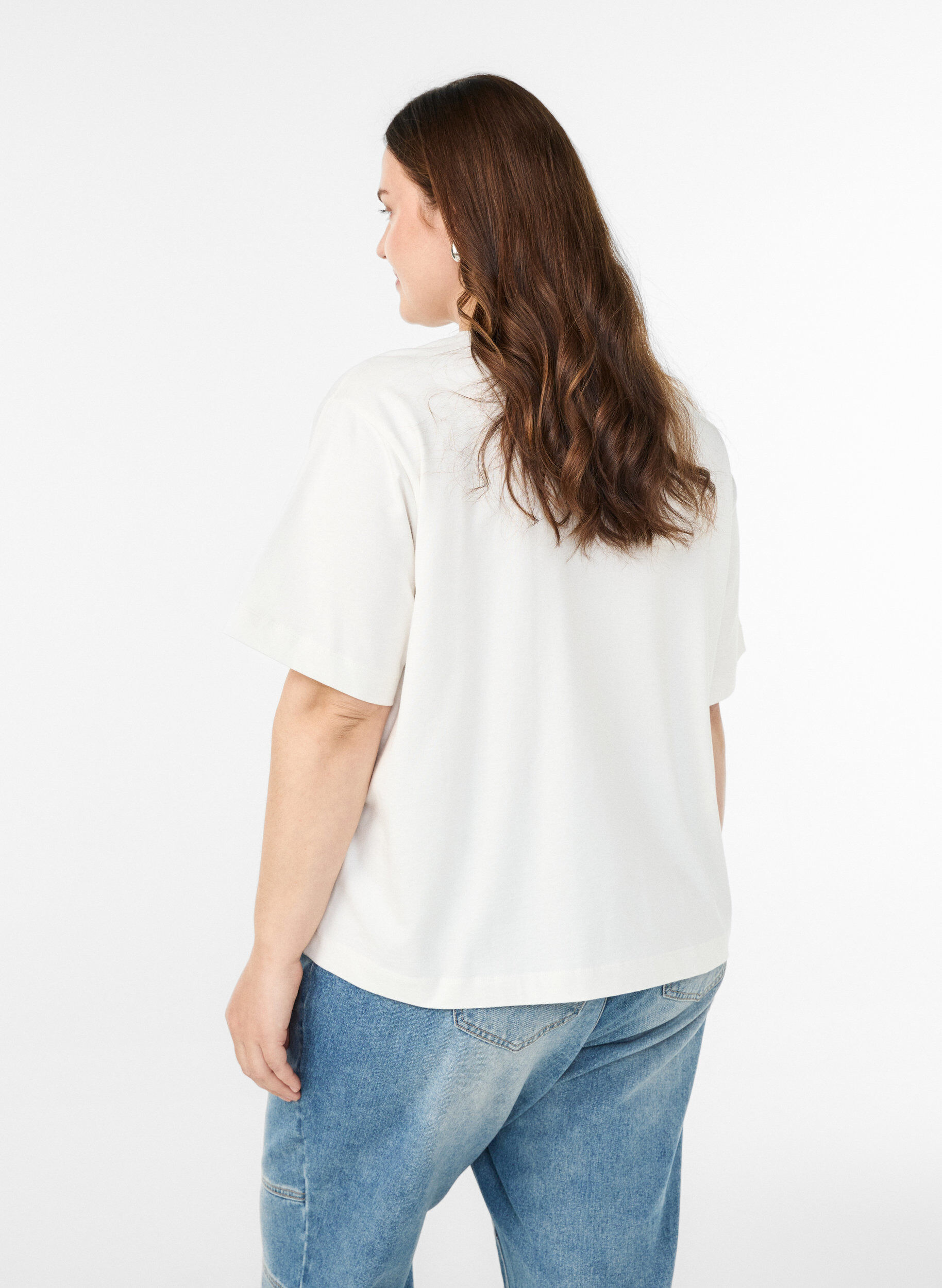 Zizzifashion Boxy cotton t-shirt, White, Model image number 2
