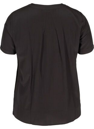Short-sleeved shirt with a round neckline, Black, Packshot image number 1
