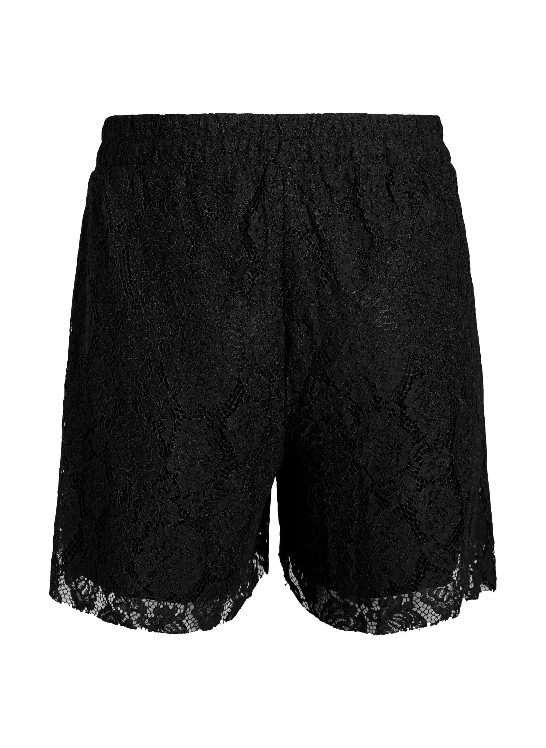 Zizzifashion Loose lace shorts, Black, Packshot image number 1