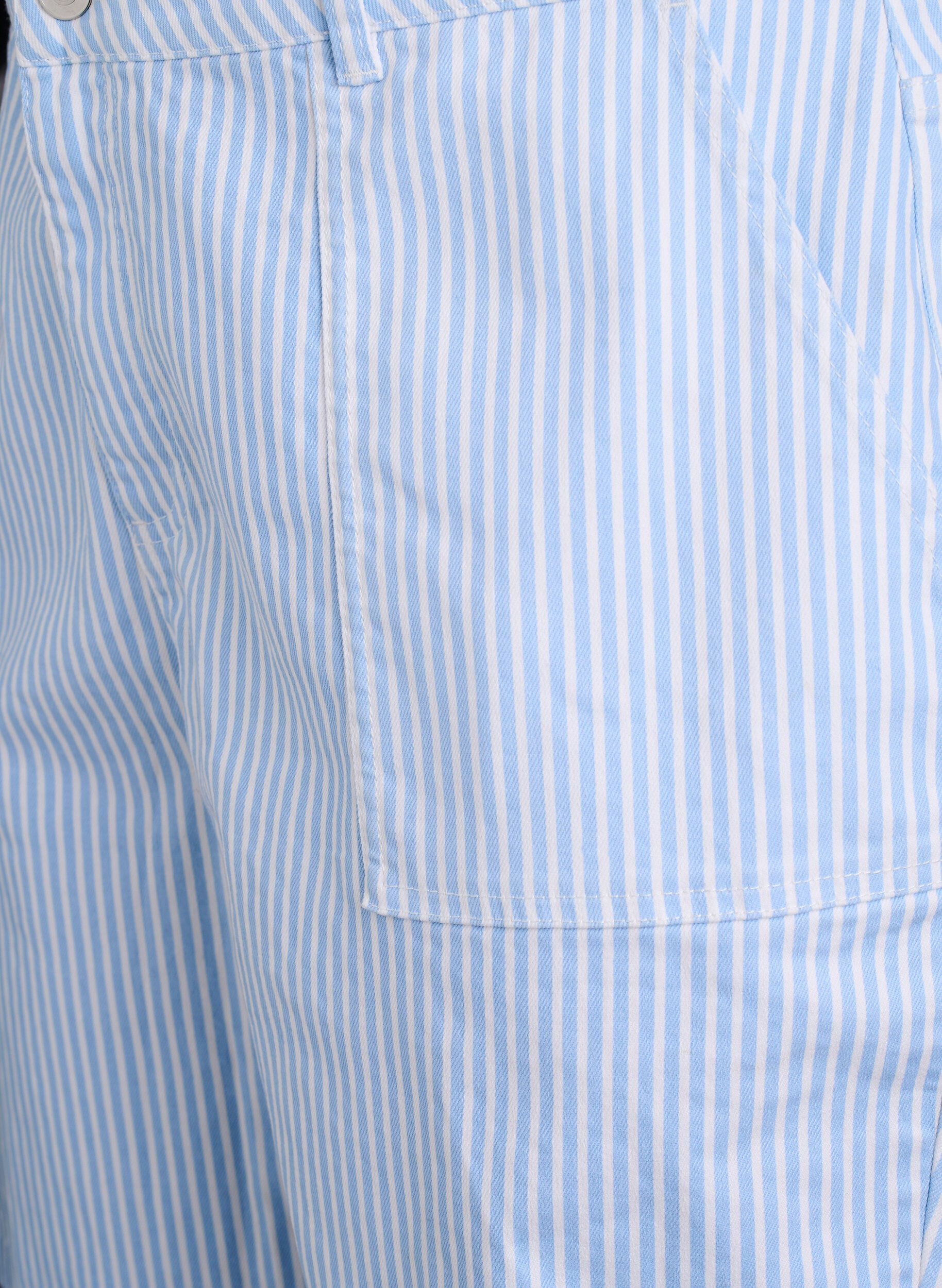 Zizzifashion Striped Bermuda shorts with high waist, Light Blue, Packshot image number 2