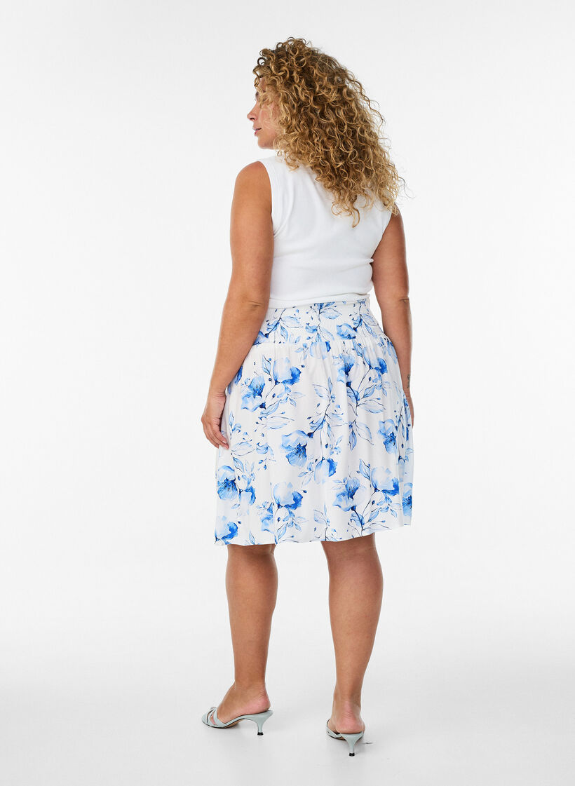 Short skirt with smocked waist, Blue, Model image number 2