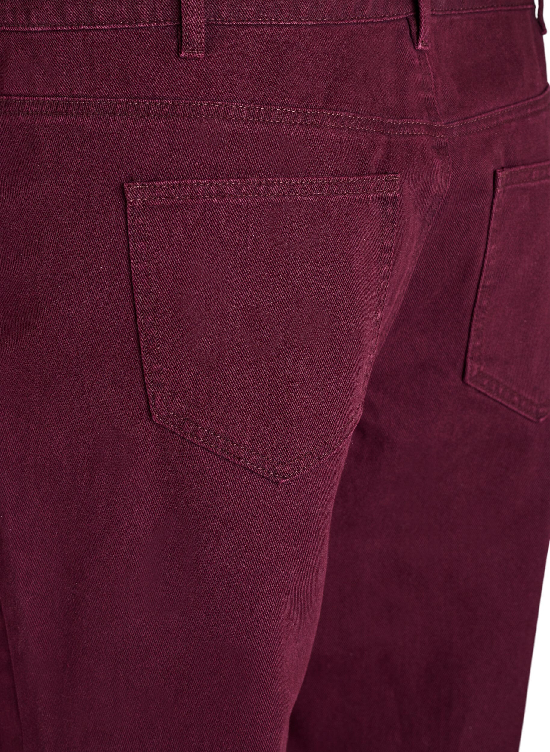 Zizzifashion Coloured high-waisted jeans with a tie-belt, Red, Packshot image number 3