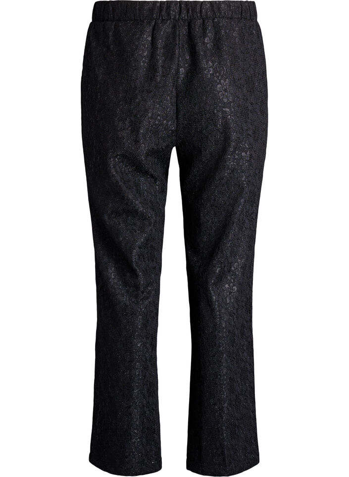 Trousers with a lace texture and glitter thread, Black, Packshot image number 1