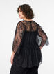 Lace top with tie detail and 3/4 sleeves, Black, Model image number 2