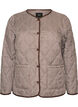 Quilted jacket with small checks and contrast trim, Brown, Packshot image number 0