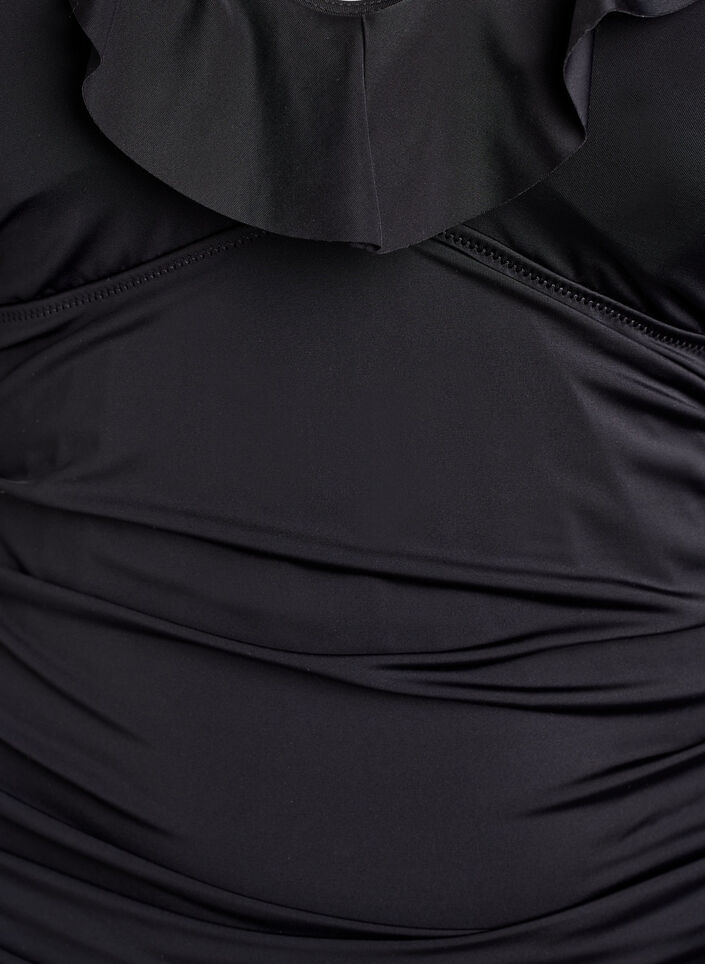 Swimsuit with ruffles and removable inserts, Black, Packshot image number 2