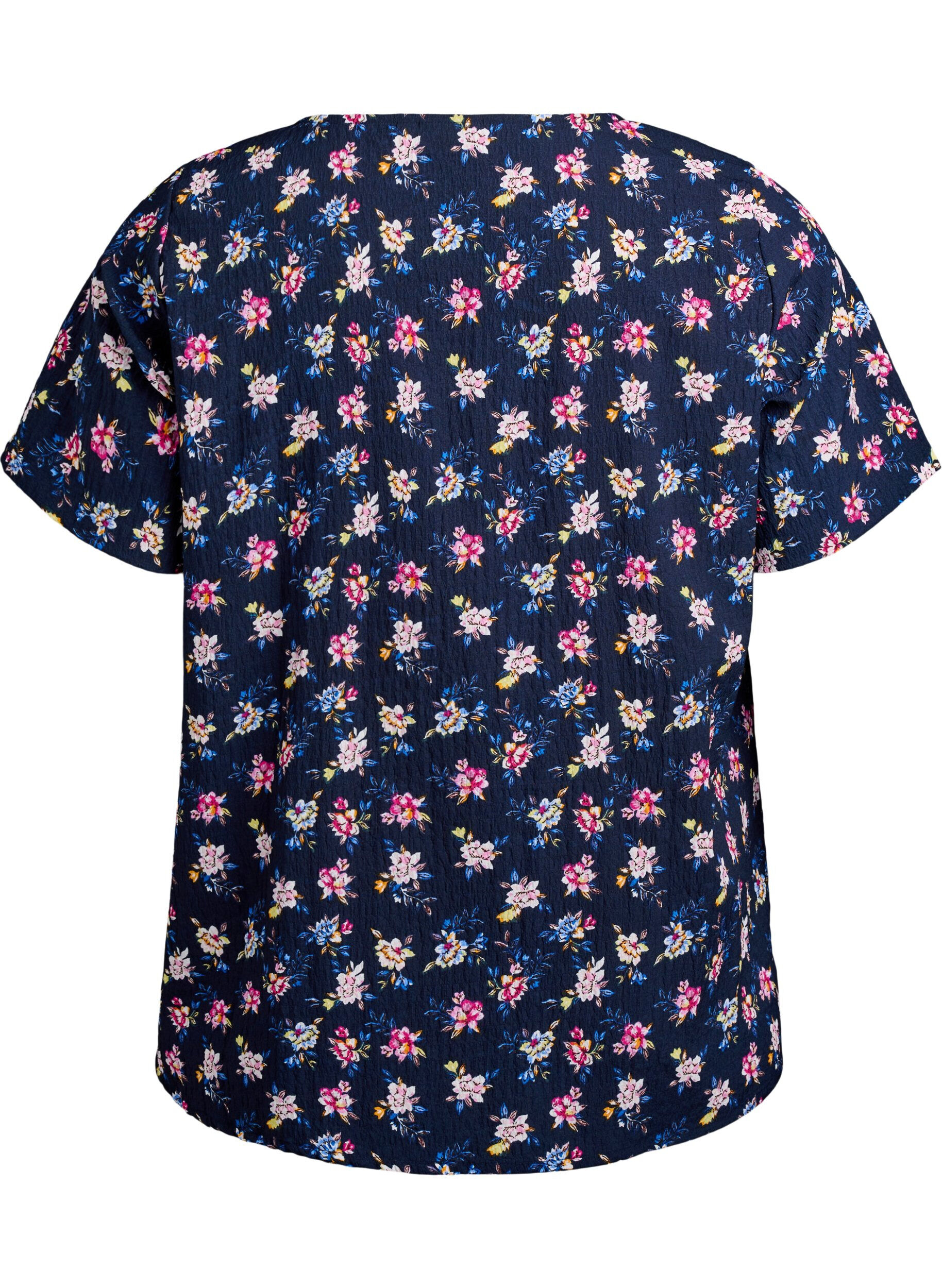 Zizzifashion FLASH - Short-sleeved blouse with texture, Blue, Packshot image number 1