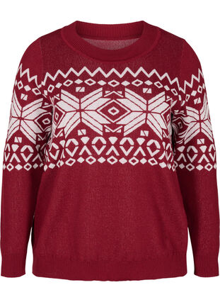 Knitted jumper with Christmas motif, Rio Red Comb, Packshot image number 0