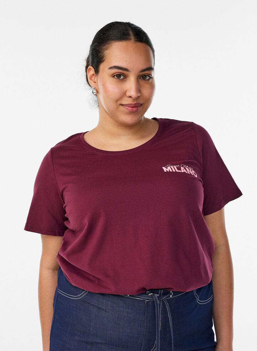 T-shirt with motif, Red, Model image number 0