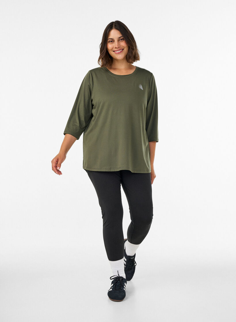 Sports top with 3/4 sleeves, Green, Model image number 1