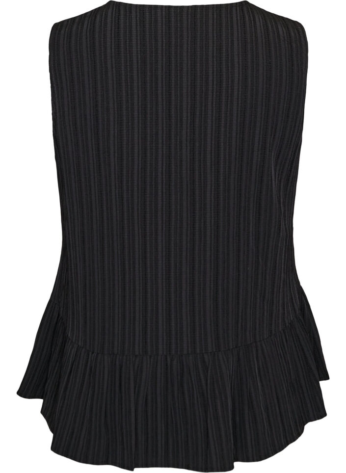 Sleeveless blouse with texture and a tie fastening, Black, Packshot image number 1