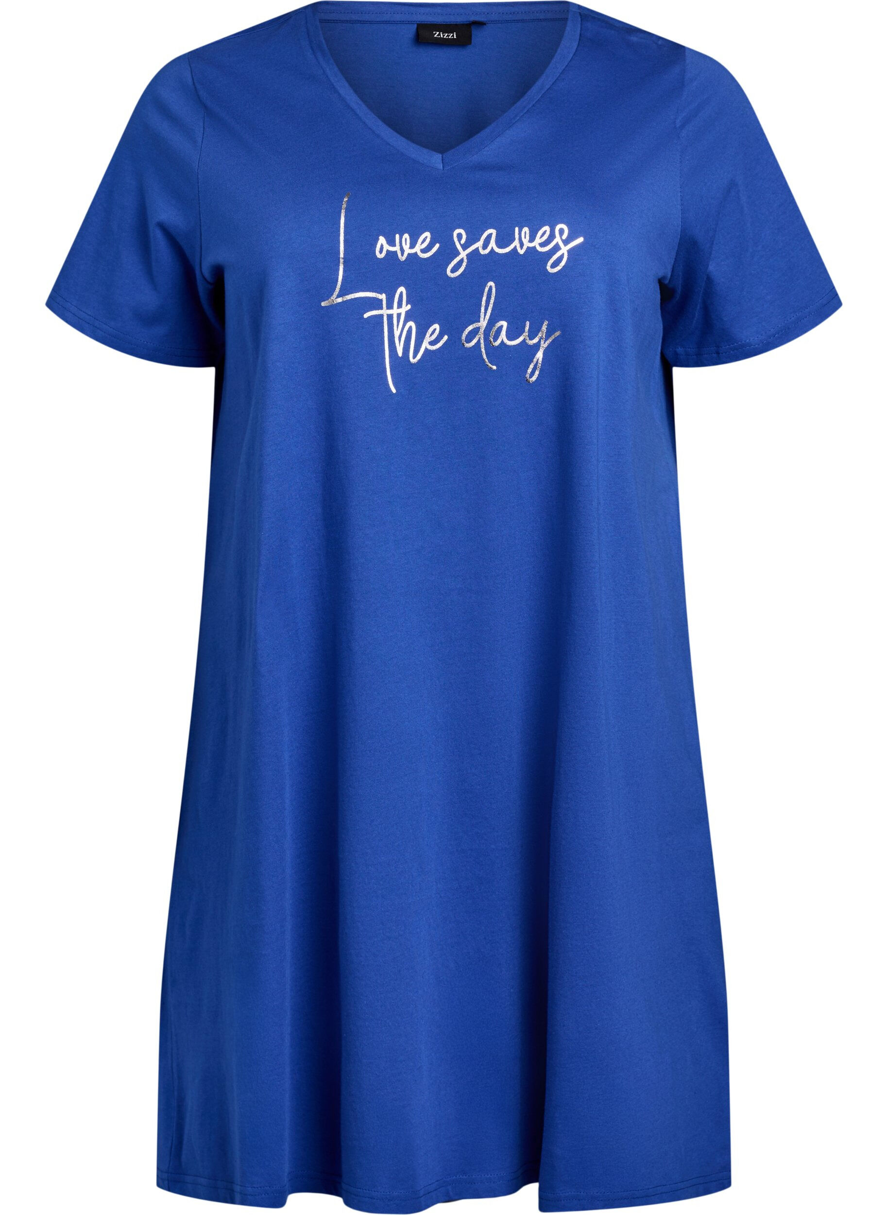 Zizzifashion Organic cotton nightgown with v-neck, , Packshot image number 0