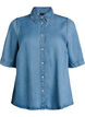 Short-sleeved denim-look lyocell shirt, Light Blue, Packshot image number 0