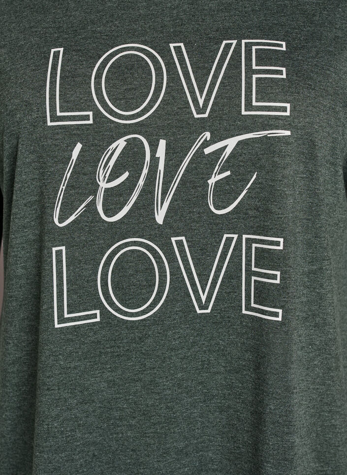 Short sleeve nightgown with text print, Green, Packshot image number 2