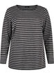 Round neck blouse with striped pattern, Black Stripe, Packshot image number 0
