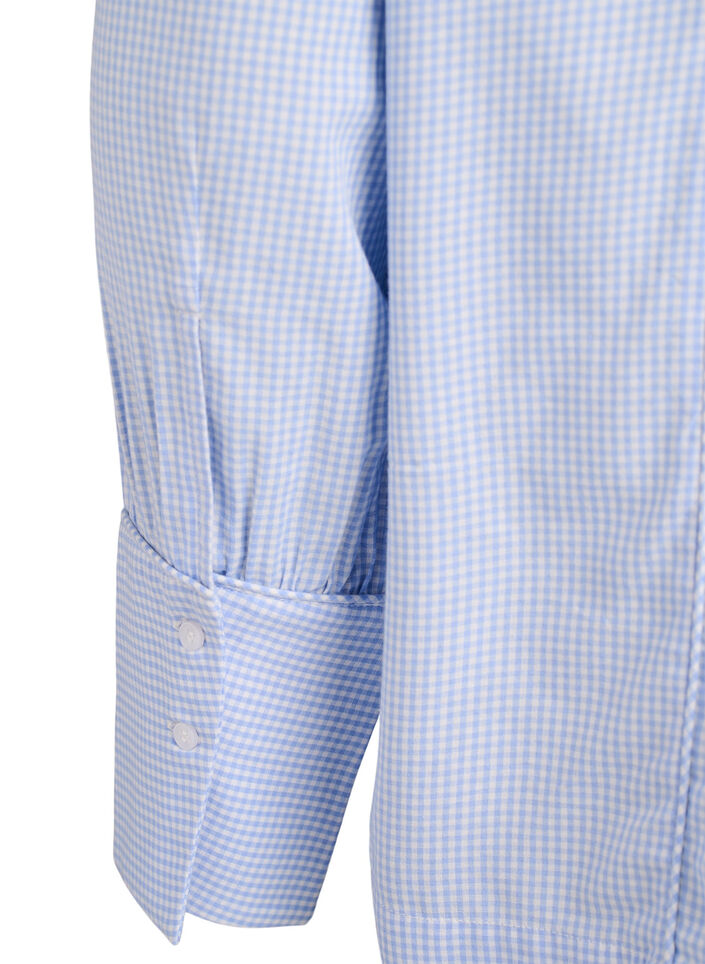 A-line check blouse, Blue, Packshot image number 3