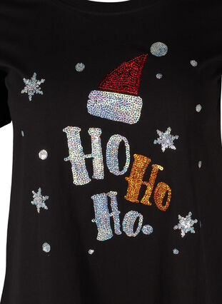 Christmas t-shirt in cotton, Black Ho Ho Ho, Packshot image number 2