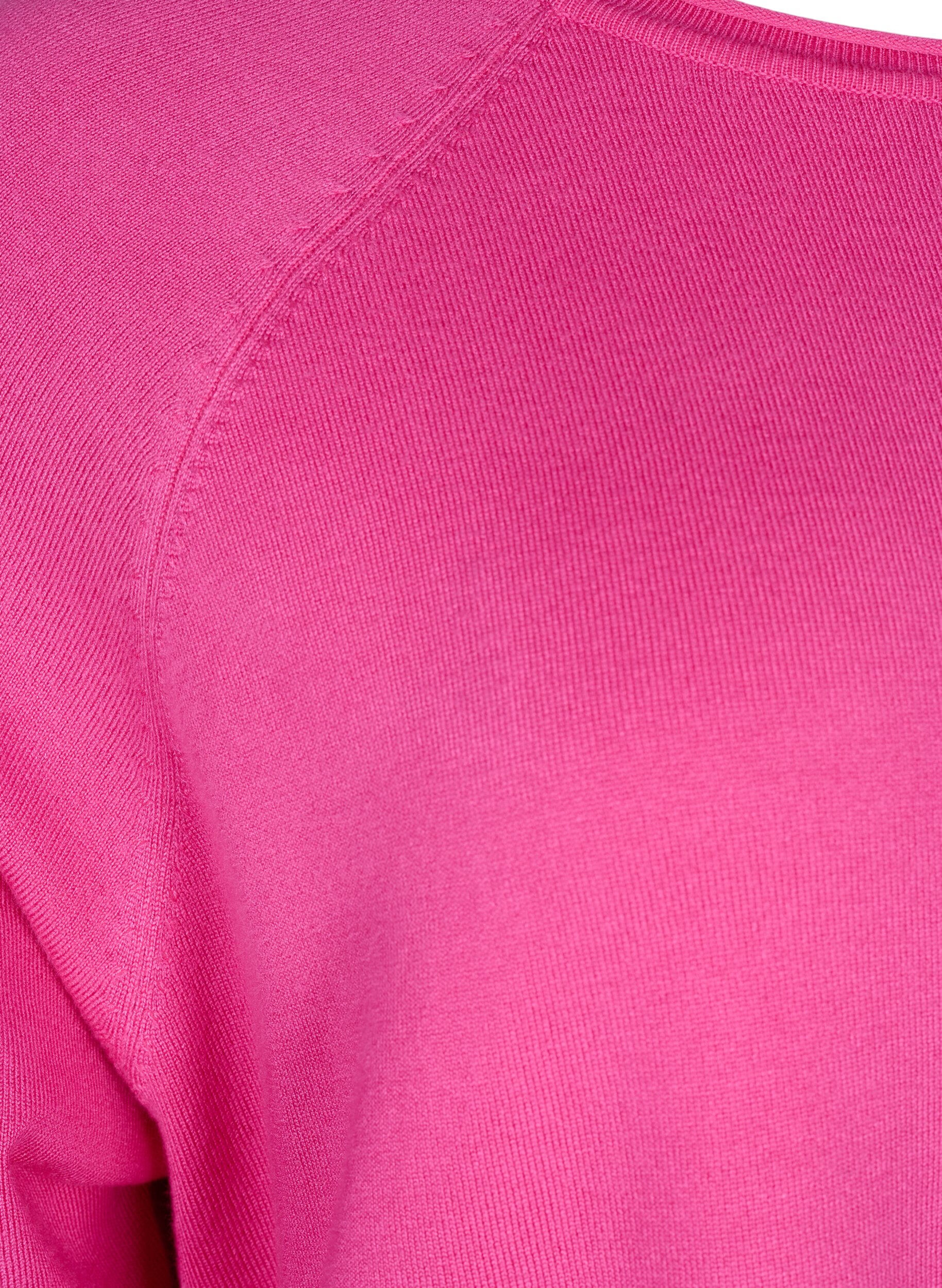 Zizzifashion Viscose knitted blouse with 3/4 sleeves, Raspberry Rose, Packshot image number 2