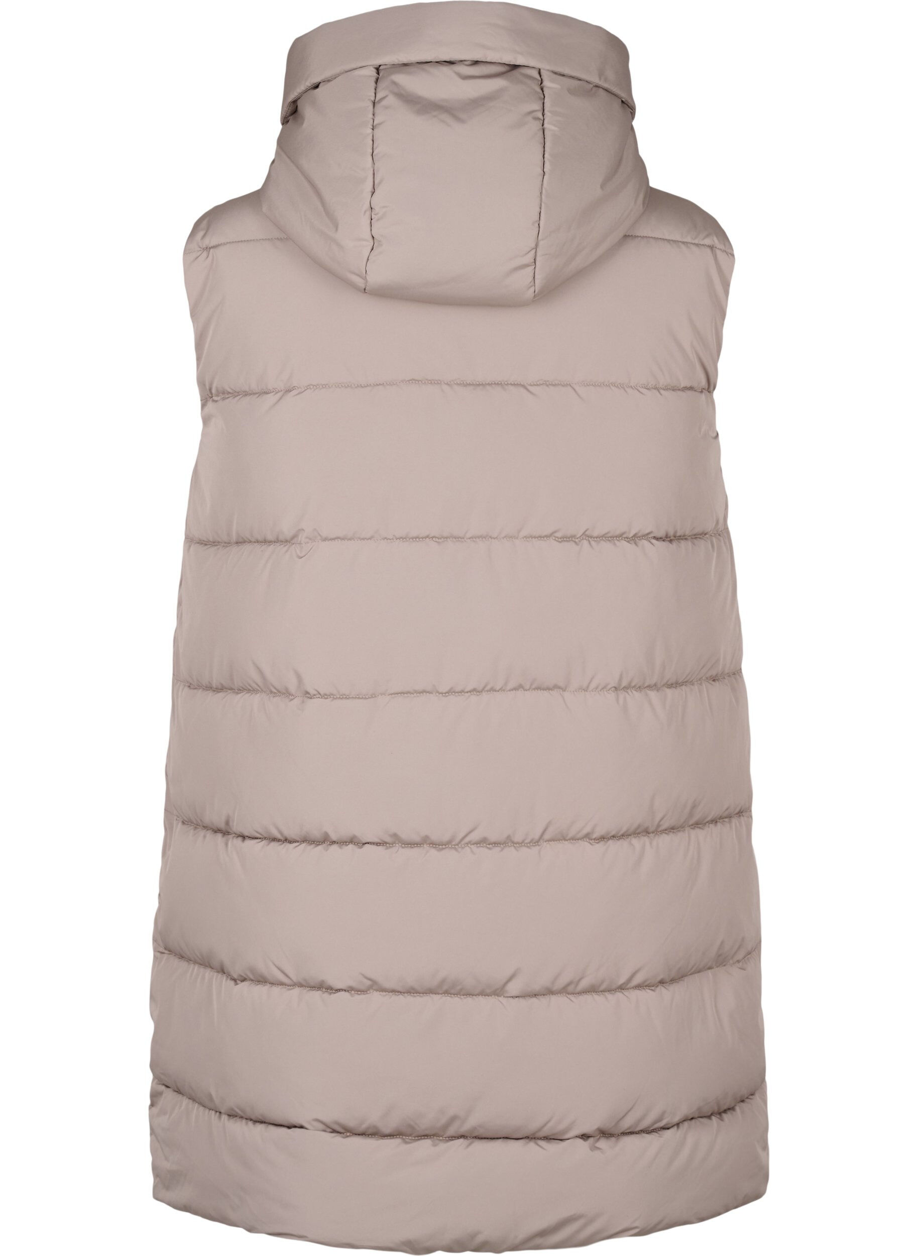 Zizzifashion Long vest with hood and pockets, Beige, Packshot image number 1