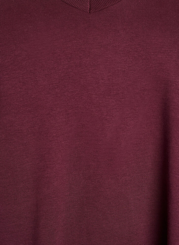 Basic V-neck T-shirt in organic cotton, Dark Bordeaux, Packshot image number 2