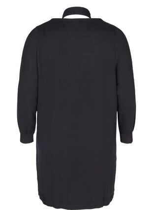 Long-sleeved knitted dress with pockets, Black, Packshot image number 1