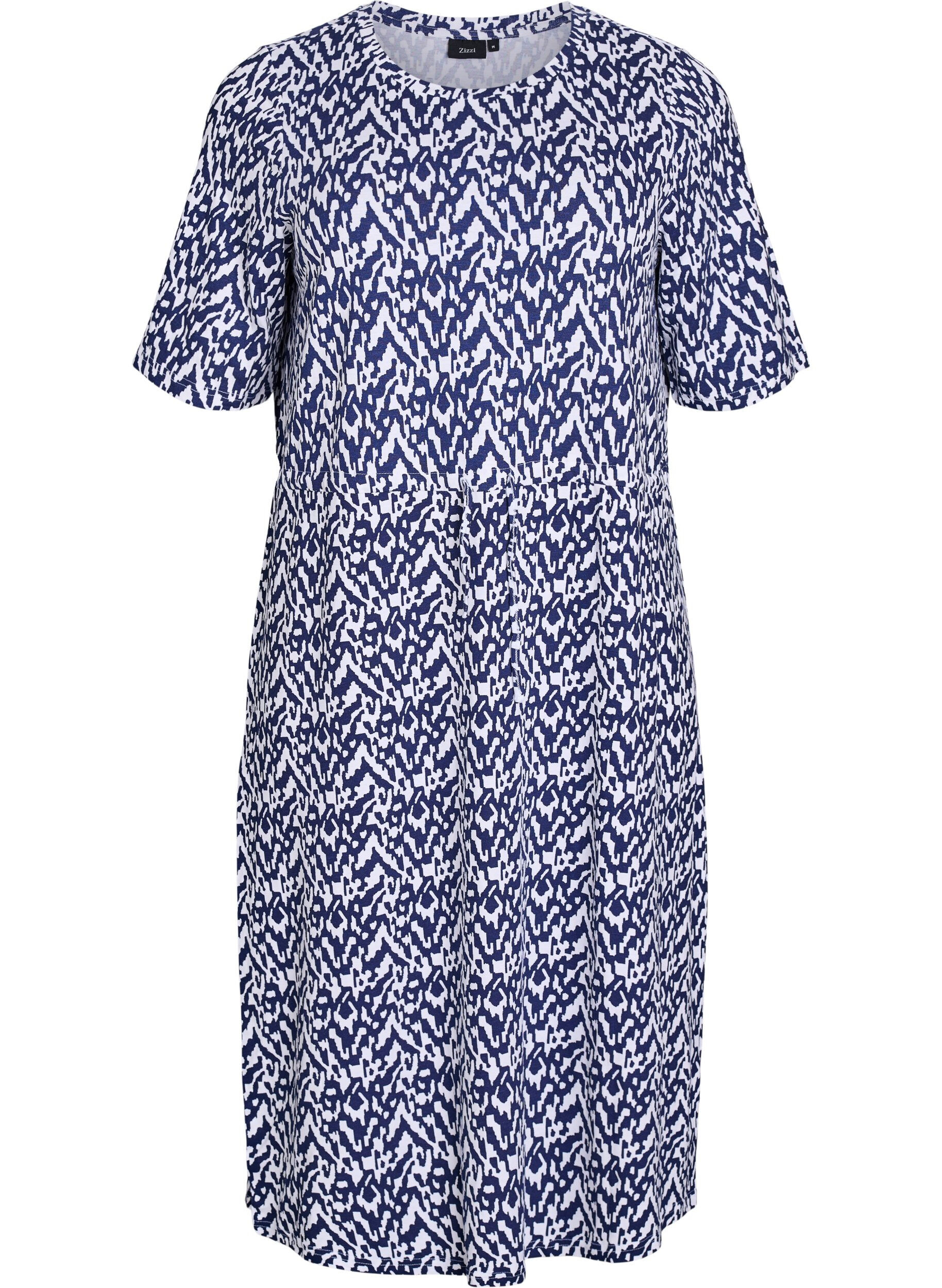 Midi-length jersey dress with tie belt at the waist