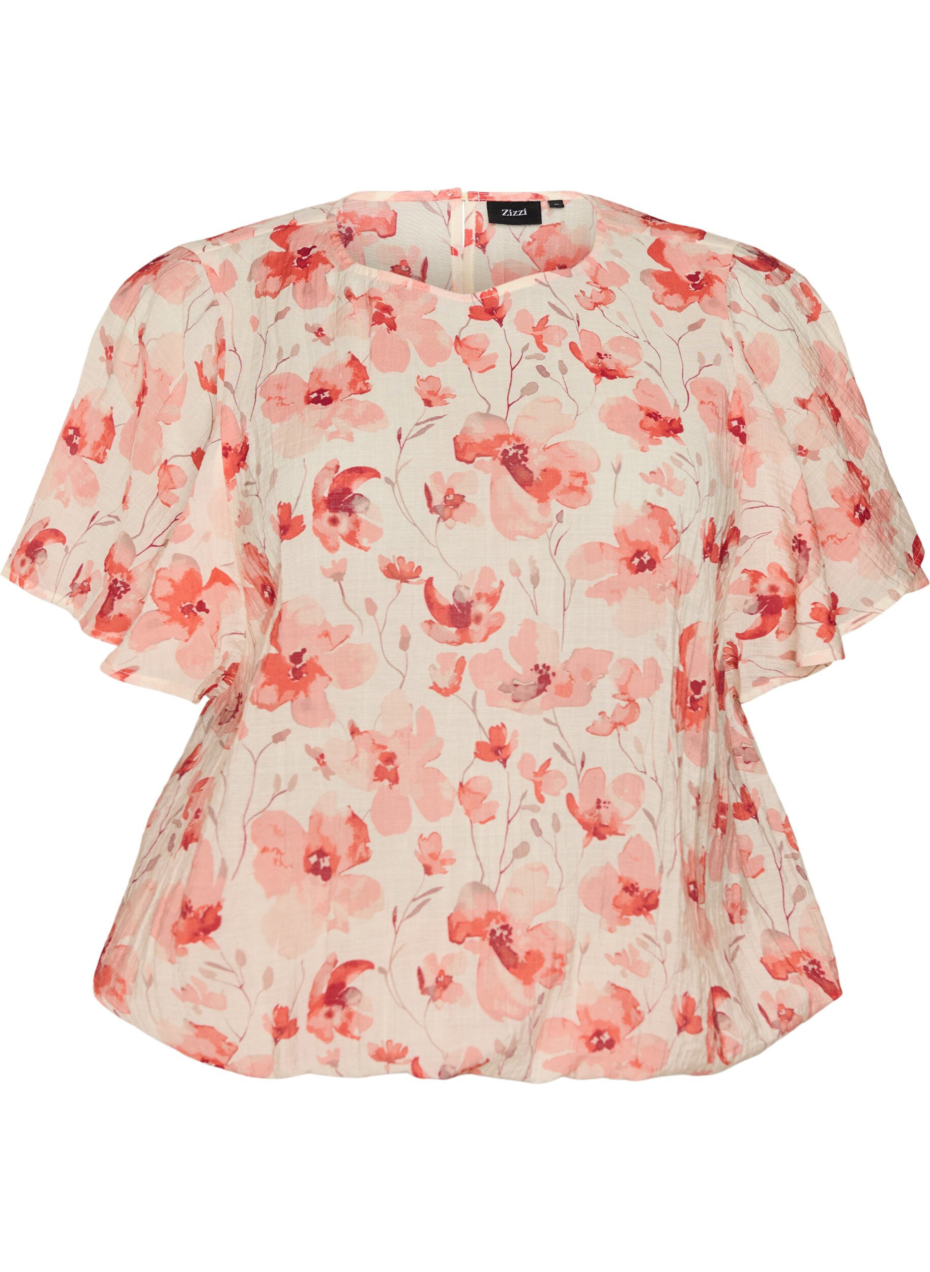 Blouse with balloon shape and wing sleeves