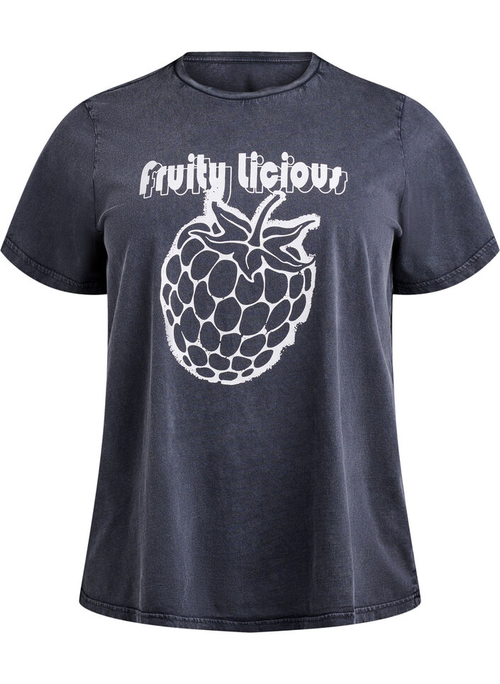 T-shirt in organic cotton with graphic print, Grey, Packshot image number 0