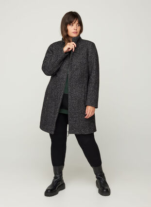 Jacket with wool and a zip, Dark Grey Mel., Model image number 3