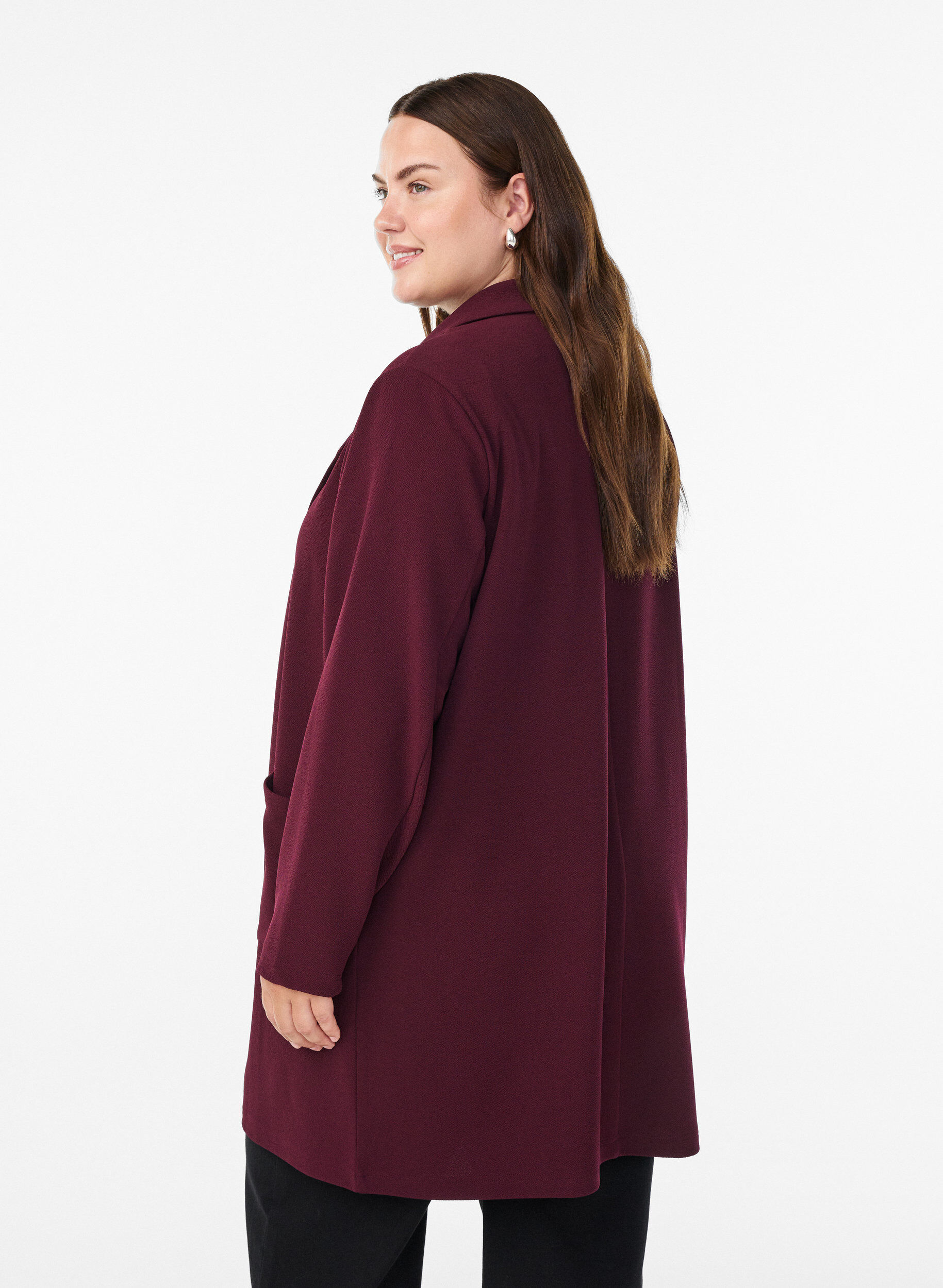 Zizzifashion Long blazer with pockets, Red, Model image number 2
