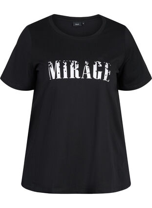 Organic cotton T-shirt with print, Black, Packshot image number 0