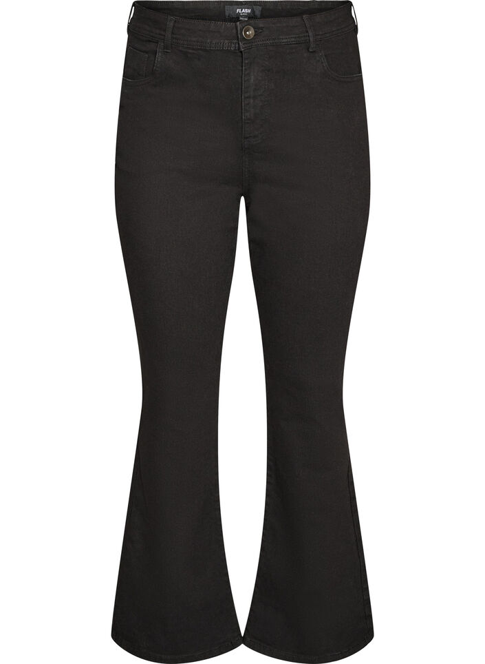 High waisted jeans with bootcut, Black, Packshot image number 0