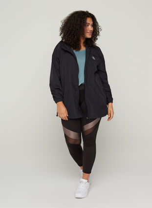 Sports jacket with a hood and zip, Black, Model image number 2