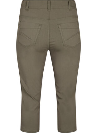 Close-fitting capri trousers in viscose mix, Dusty Olive, Packshot image number 1