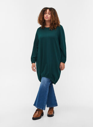 Plain, long-sleeved sweatshirt dress, Ponderosa Pine, Model image number 2