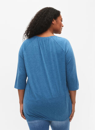 Malange blouse with 3/4 sleeves, Legion Blue Mel., Model image number 1