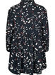 Tunic with print and ruffled collar, Black AOP Print, Packshot image number 1