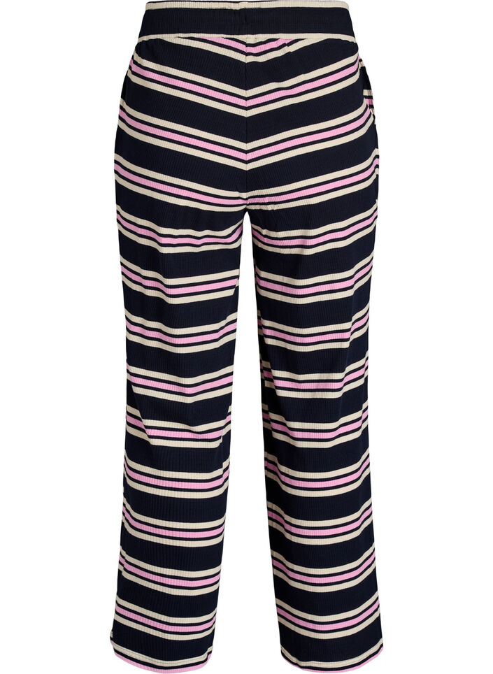 Striped pyjama bottoms with wide legs, Blue, Packshot