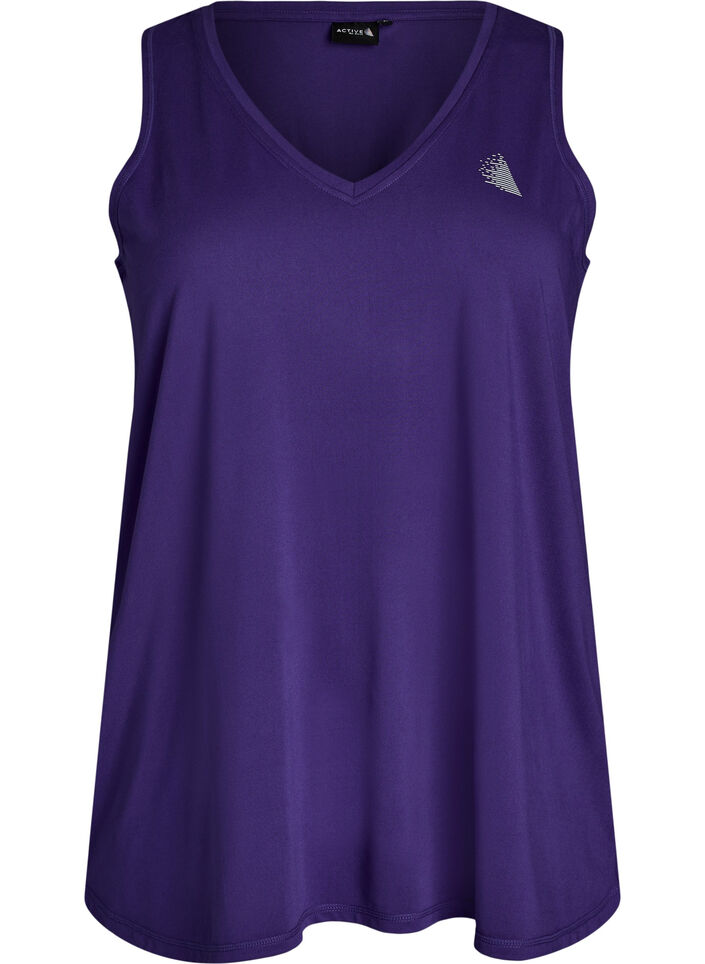 Workout top with v-neck, Purple, Packshot image number 0