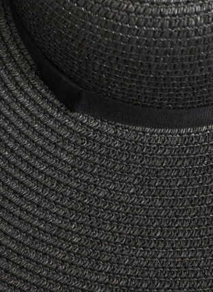 Straw hat with wide visor, Black, Packshot image number 1