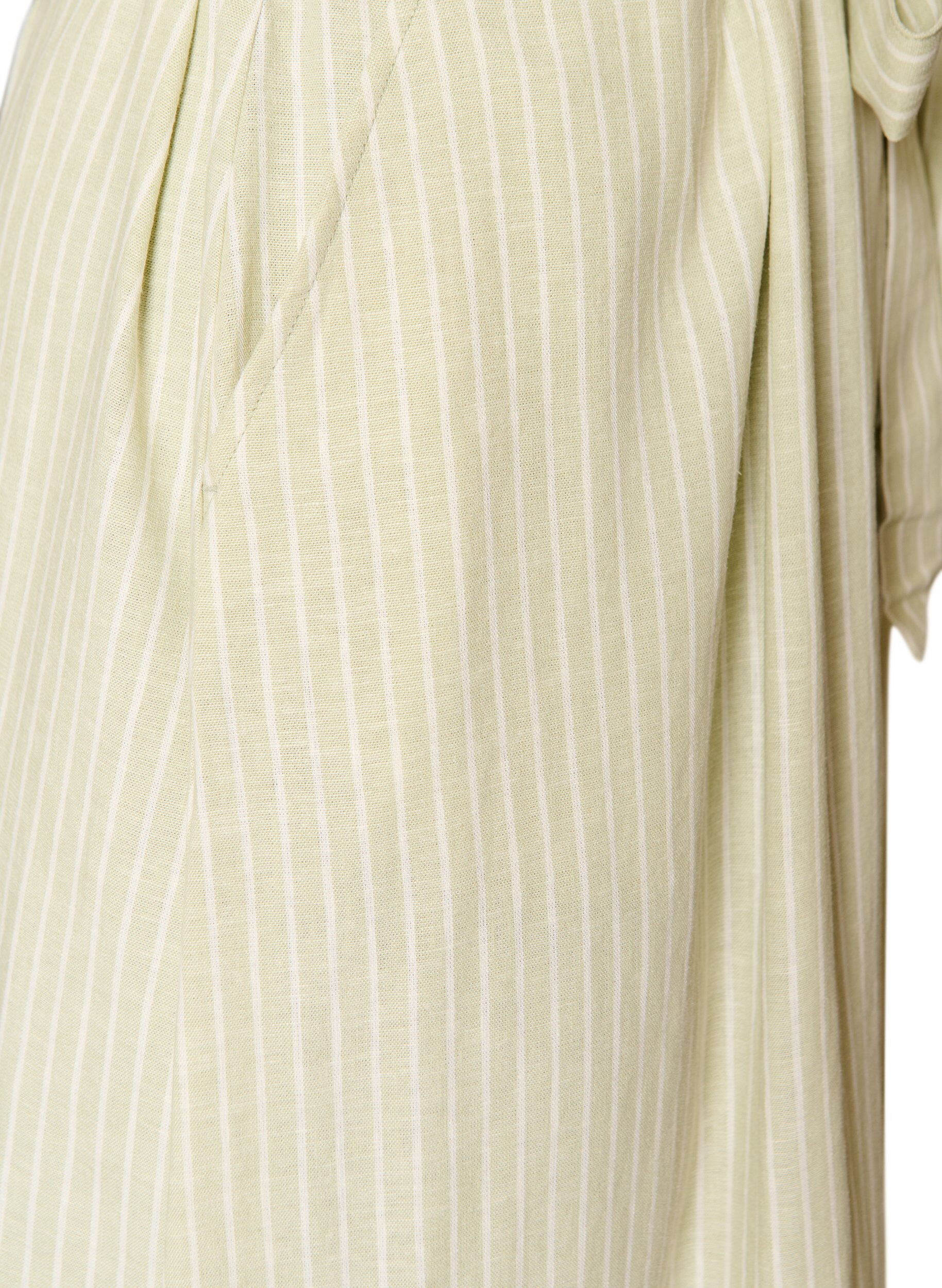 Zizzifashion Sleeveless striped midi dress in linen and viscose, Green, Packshot image number 3