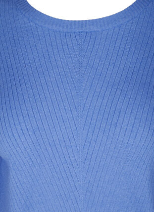 Knitted top with round neck and balloon sleeves , Ultramarine Mel., Packshot image number 2