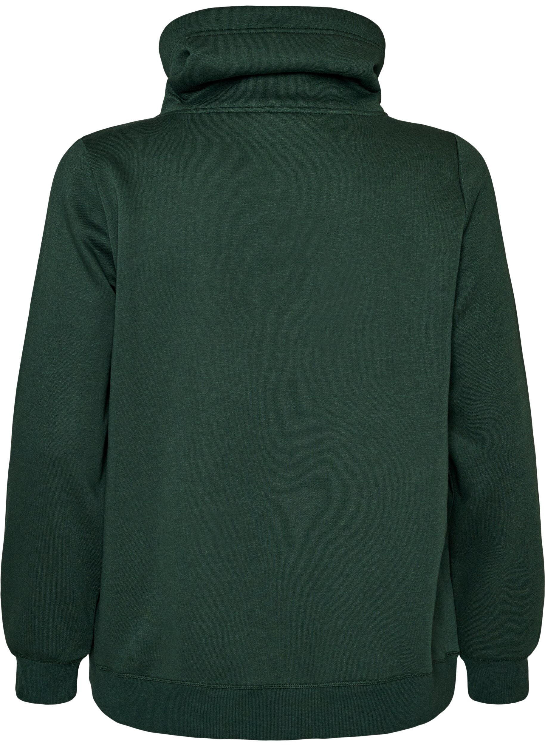Zizzifashion Sweatshirt with high collar and pockets, Green, Packshot image number 1