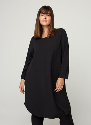 Plain A-line dress, Black, Model image number 0