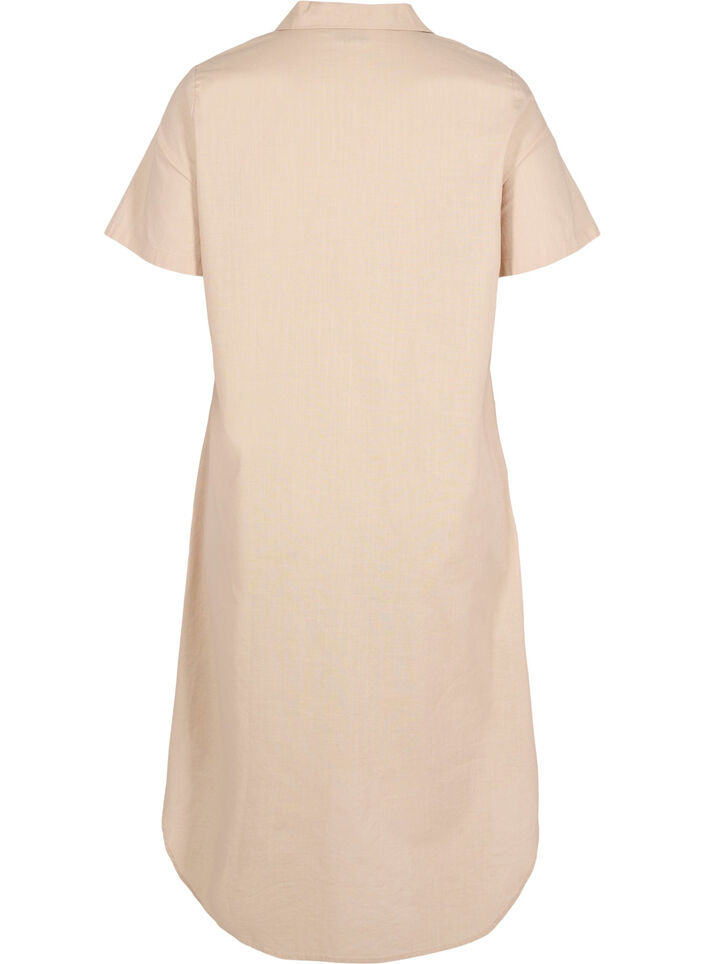 Long cotton shirt with short sleeves, Humus, Packshot image number 1