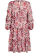 Floral midi dress with ruffle details and sheer sleeves, Rose, Packshot image number 1