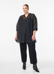 Chiffon tunic with velvet dot pattern, Black, Model image number 1
