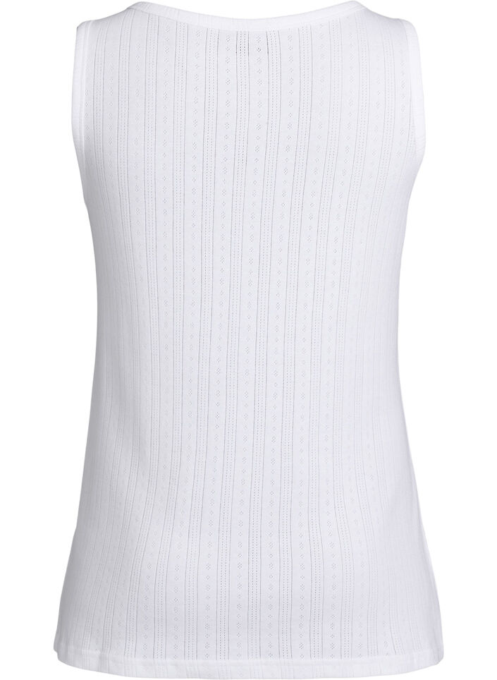 Night top in organic cotton with a textured pattern, White, Packshot image number 1